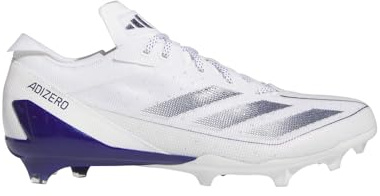 adidas Electric American Football Cleats Adizero Football Shoes for Men, white/team collegiate purple/white, 13.5 UK