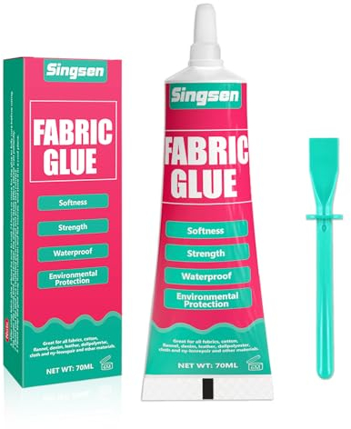 70ML Textilkleber Waschmaschinenfest, Stoffkleber Textilkleber für Baumwolle, Flanell, Denim, Polyester, Puppenreparatur, 24 hours Dry and Waterproof (70ML)