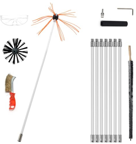 Spazzola per camino, 8 m, spazzola per camino, spazzola per tubi del forno, strumenti professionali, applicabile su: camino, asciugatrice, stufa da tenda, scopa per camino, set con 1 spazzola per
