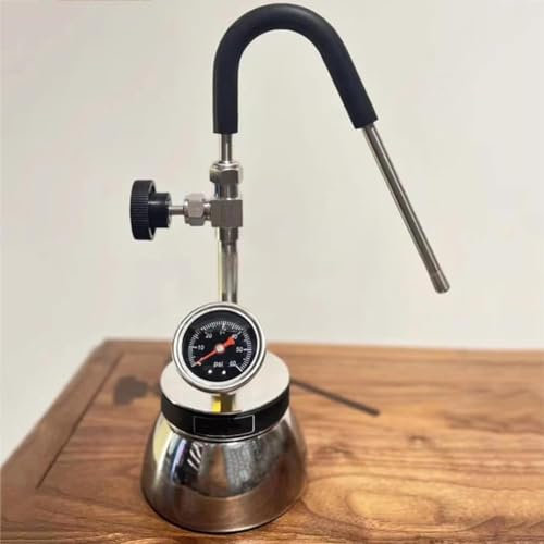 Espumador de leche con boquilla de 3 agujeros con medidor de presión de aire y hervidor de acero inoxidable, máquina de espuma de agua hirviendo al aire libre para calefacción de inducción