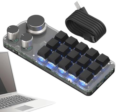TQEBWUS Shortcut Keyboard | Keypad with One-Handed Mechanical 15-Key - Cut Copy Paste Keyboard, Macro Multifunctional Keypad for Video Editing, Compatible Computer PC