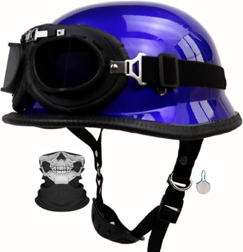 Retro Alemán Estilo Moto Casco ECE/Dot Homologado Moto Jet Medio Casco con Visera, Retro, De Media Cara, para Bicicleta Casco para Scooter De Motocicleta, para Hombres Y Mujere 4,L