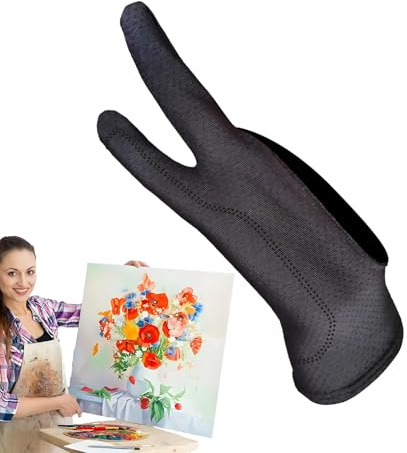 Guantes de dibujo para tableta, guantes de arte de dos dedos para tabletas, paquete de 2 unidades, diseño transpirable que reduce la fricción para hacer pintura, principiantes a profesionales