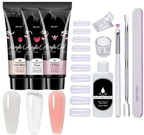 Nagelverlängerungsstarter - Gel -Polnische Set, Maniküre -Werkzeuge Bundle | Langes Wear Home Nagel System Für Anfänger, Komplette Anwendung, Umfasst Buildergel, Basis -Decklack, LED -Lampe, Zubehör
