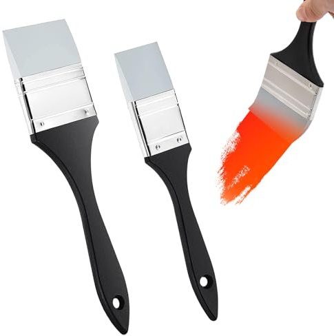 2 pennelli per pittura in silicone, pennelli in silicone, set di pennelli in silicone, pennelli per pittore, pennelli in silicone, per colori acrilici da spostare e rimuovere (1 pollice/1,5 pollici)