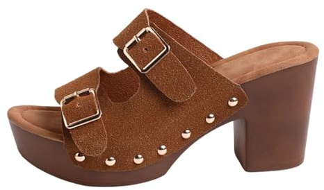 Generisch Inverno Caldo Pelle Cava Cuneo Pantofole Casual Scarpe comode, marrone, 38 EU