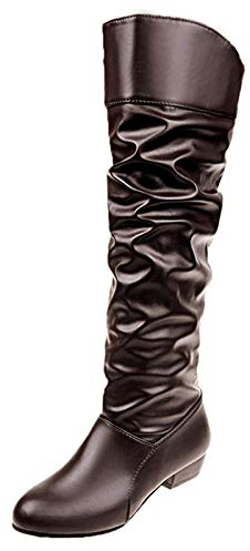 Generisch Overknee Boots Women's Boots, Slouchy Boots - Pointed Toe Platform Heel Long Shaft Knee High Boots, Winter Warm Leather Fashion Comfort Dressy Boots Knee Boots Medieval, brown, 2/2.5 UK