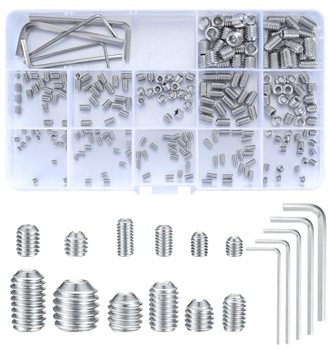 240 Stück Madenschrauben Sortiment Set, Innensechskant Gewindestifte mit Schraubenschlüssel, Edelstahl Sechskantkopf Schrauben für Türgriffe, Wasserhahn - M3/M4/M5/M6/M8