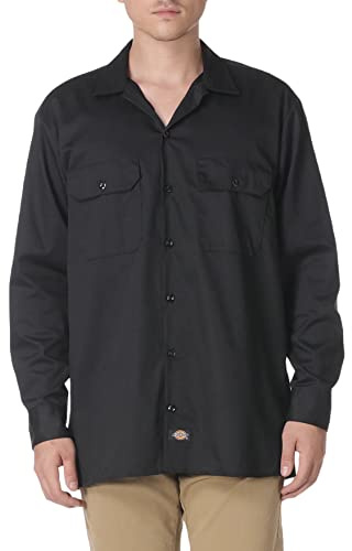 Dickies Men's Big-Tall Long-Sleeve Work Shirt, Black, XL