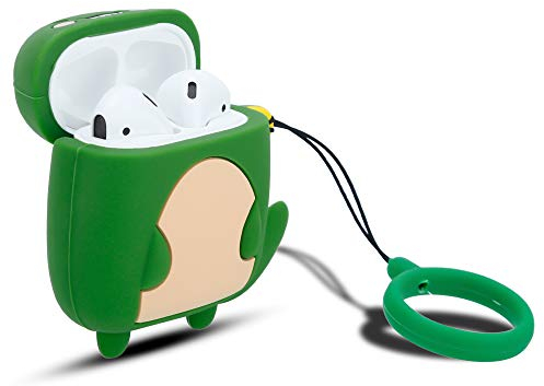Cadorabo Funda Protectora Compatible con Apple AirPod 1 & 2 - Funda de Silicona portátil para Auriculares Llavero 3D - en diseño Happy Dinosaur - Estuche para Tapones para los oídos