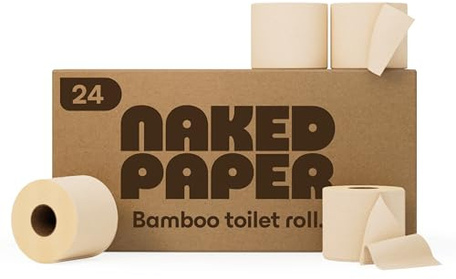 Naked Paper Bamboo Toilet Roll (Pack of 24 Loo Rolls) – Unbleached Toilet Paper – Seriously Soft and Strong, 320 Sheets Each – Plastic-Free, Sustainably Produced and Safe for Delicate Skin