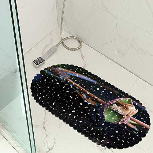 Jaeknxcg Badewanneneinlage rutschfest Badematten für Wanne Duschmatte mit Abflusslöchern Saugnäpfe Maschinenwaschbar 35X70CM Frosch