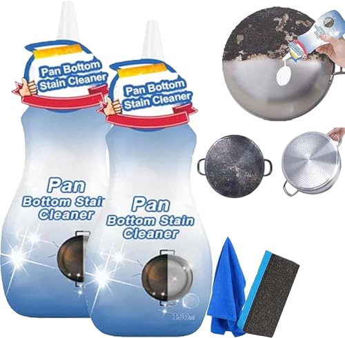 Lot de 2 nettoyants en gel pour fond de poêle, nettoyant pour fond de poêle, nettoyant domestique en acier inoxydable, nettoyant à bulles en mousse, 150 ml