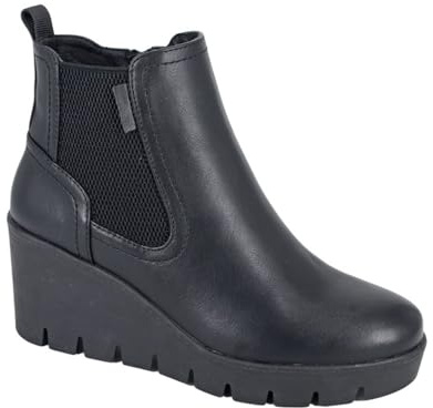 Cipriata L606 ANNINA Womens Wedge Heel Ankle Boots (Black, UK Footwear Size System, Adult, Women, Numeric, Medium, 5)