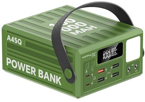 KONFULON Powerbank 100000mAh (370Wh, ca. 350Wh nutzbar) – 22,5W Schnellladefunktion, USB-C PD & DC-Anschluss, LED-Display – Perfekt für Smartphone, Tablet, Reisen, Camping & Notfälle G