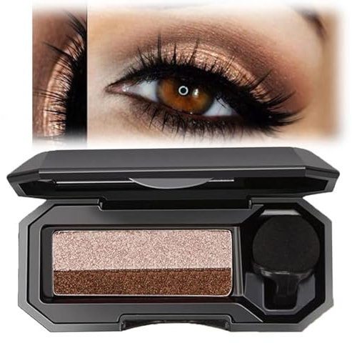 Moguri Zwei-Farbiger Wasserdichter Lidschatten, Glitzernde Koreanische Lidschatten-Palette mit Applikator und Spiegel, Langanhaltend, Tragbar, Metallic Make-up für Alltag und Party