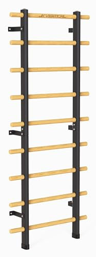 JK FITNESS Espaldera sueca multifuncional de madera y acero | Barra para dominadas y tomas Dip | Escalera para gimnasia, escalera sueca, espaldera, gimnasio o casa | Robusto (espaldera)