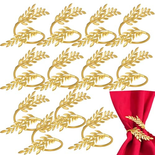 Counius 12 Pezzi Portatovaglioli Dorati, Anelli Portatovagliolo da Tavola in Metallo, Anelli per Tovaglioli da Tavola, Tovaglioli Fibbia, Adatto per Natale/Matrimonio/Festa/Tavolo Decorazione