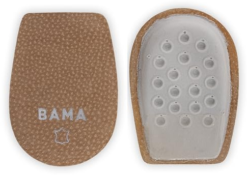 BAMA Soft Heel Lädersulor - Självhäftande hälkuddar för extra stötdämpning & höjdjustering - Växtgarvat läder med latexvaddering - 1 par - 38/40 EUR