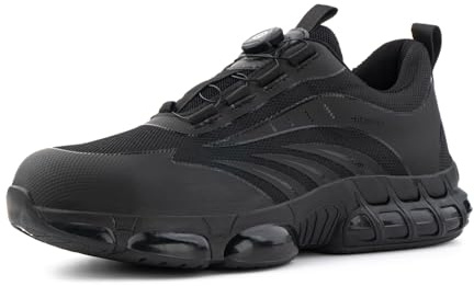 Loiston Chaussures de Sécurité Hommes Femmes Chaussure de Travail Légère Respirante Basket de securite Embout en Acier Antidérapante Noir GR.43