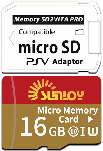 SD2Vita 6.0 PS Vita Memory Card Adapter with 16GB Micro SD Card, High Speed microSDHC UHS-I Flash Memory Card with PSV Micro SD Card Adapter for PSV 1000/2000 PSTV FW 3.60 HENkaku Enso System