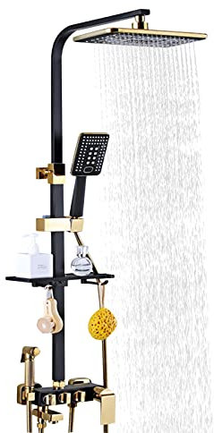 CHIMHOON Duschsystem, regndusch, duschset med handdusch, handsprej-duschset, duschkran, duschhuvud mässing, duschpelare, duschset, duschset med mässingsdusch