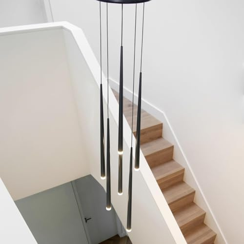 Modern LED-hänglampa Dimbar hänglampa Vardagsrumslampa Metalltrapphänglampa Xuanguan Matsal Kökslampa Höjdjusterbar Lampa(6 Lights-Round)