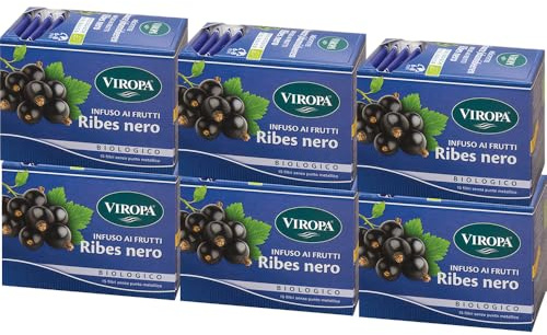 VIROPA Ribes Nero BIO – Tisana ai Frutti da Agricoltura Biologica – 6 Confezioni da 15 Filtri – Infuso con Mela, Rosa Canina, Ibisco e Ribes – Senza Glutine e Senza Caffeina – Made in Alto Adige
