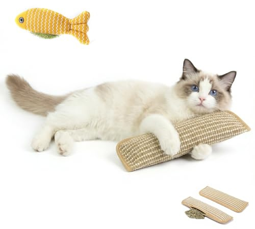 JNinuxes Jouet Interactif À Mâcher À l'herbe À Chat, Coussin À l'herbe À Chat pour Chats, Sisal Souple, Résistant Aux Griffes Et Aux Morsures, pour Jouer Pendant La Dentition Et Soulager Le Stress(S)
