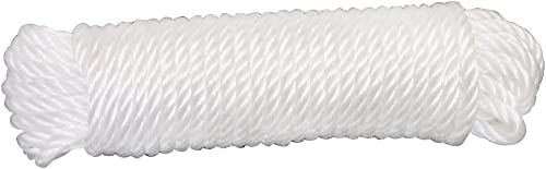 Amig - Cuerda Blanca de Nylon Torcido Mod.20220 - Cordón Multiusos Resistente y Suave Ideal para Naútica o Pesca, Construcción, Deportes y Juegos, Bricolaje y Amarres - Medidas: Ø 4 mm x 10 m