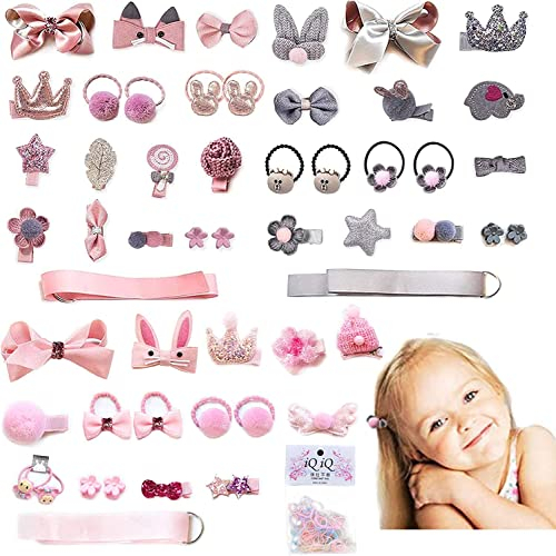 54-teiliges Baby-Haarspangen-Set für kleine Mädchen, VEGCOO Haarseile Haarspangen, Baby Mädchen Haarschmuck für Baby Mädchen Kleinkinder Kinder als Geschenk zum Geburtstag Weihnachten Kindertag