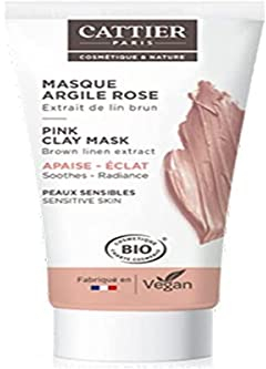 Cattier Mini Masque Argile Rose - Peaux Sensibles - 30ml, Douceur, Hydratant