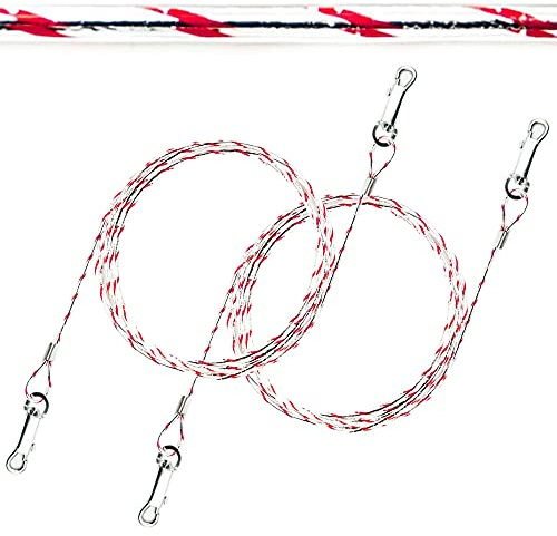 2 cadenas de perro de 1.5 m para el exterior de cable de amarre para perros, espiral de acero reflectante, accesorios para perros (solo cable, 2 x 1.5 m (rojo))