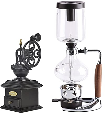 ZAJ Caffettiera Caffettiera a sifone Caffettiera Manuale a sifone in Vetro retrò sottovuoto 3-5 Tazze Caffettiera a sifone da Tavolo in Vetro Facile da Usare