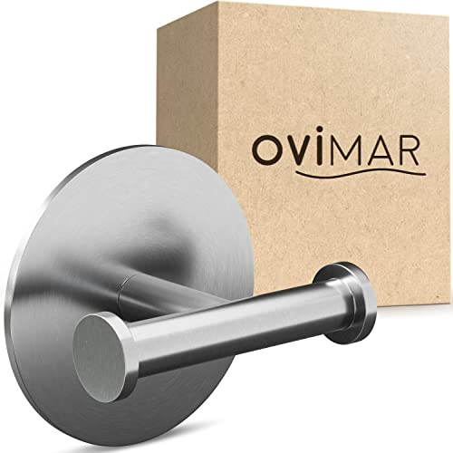 ovimar Double crochet porte-serviettes en forme de col de cerf - Sans perçage - Acier inoxydable - Argenté - Pour la salle de bain comme porte-serviettes - Peut également être utilisé comme