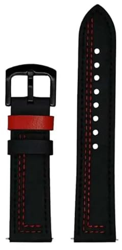 DriftElement Leder Armband | 22 mm Leder Armband Schwarz (Red)