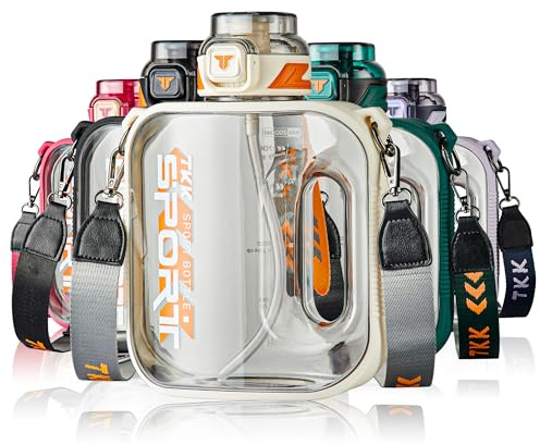 TKK Half Gallon Water Bottle Jug with Straw, Large Capacity, BPA Free, Tritan, 50 Oz, Perfect for Gym, Yoga, Travel, Outdoor Activities