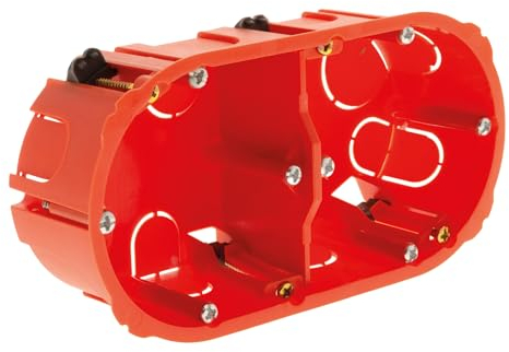 Zenitech - Boîte Encastrement Placo Double Entraxe 71mm - PVC - Compatibilité Appareillages Vis/Griffes, Résistance Feu 850°C - Ø65mm x Prof. 40mm - Installation Cloisons Sèches - Rouge