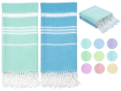 Haleey 2 Pack Turkish Cotton Beach Towel Lightweight Absorbent Quick Dry Bathroom Bath Pool Swim Towels Extra Large Oversized Sand Free Towel Beach Accessories Essentials Cloud Gift for Adults