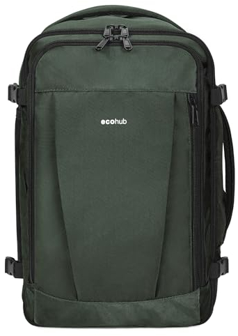 ECOHUB 30L Rucksack Handgepäck Flugzeug, Easyjet Handgepäck 45x36x20 Rucksack, Wasserdichter Recyceltes PET Reiserucksack, Groß Reisetasche Herren, Patent anhängig(Grau)