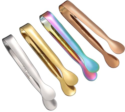 8 Pinze Zucchero,Pinze in Acciaio Inox 11cm,per Zollette di Zucchero,Pezzo di Ghiaccio e Antipasti,Ideali per Ristoranti, Caffè e Bar,4 Colori