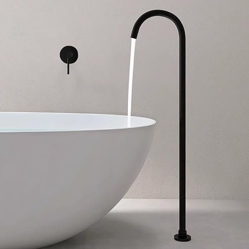 BiaoTeng Grifo de Bañera Exenta Empotrado Monomando Pared de Latón Frío y Caliente Grifo de Suelo para Bañera Negro