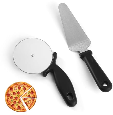 FIMWOLZ 2 Pcs Tagliapizza Rotella Relota da in Acciaio Inox e una Spatola per Pizza Ideale per Torte Pie Waffle Pasta e Pane Lavabile in Lavastoviglie