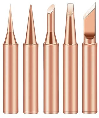 RuiChy Solder Tips 5Pcs Soldering Iron Replacement Lead Free Soldering Tips Welding Tips Head Tool for Soldering for Welding Equipment Accessories Electronic Repairs DIY Projects(I+B+K+2.4D+3C)-Copper