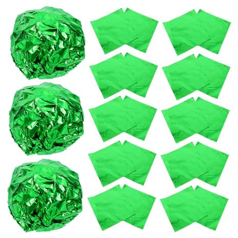 OFFSCH 100pcs Aluminum Foil for Food Packaging Candy Wrapper BBQ Foil Shiny Green Surface for Home Shop Use