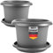 SUSTANIA 2er Set Blumentopf Groß mit Untersetzer, 80 cm Durchmesser, Anthrazit, Pflanzkübel Groß Außen, Blumenkübel außenbereich, Pflanztopf groß außen, Wetterfest, Made in Germany