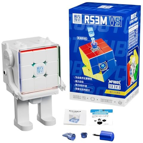 MOYU RS3M V5 Double Réglage Cube de Vitesse 3x3 Cube Magique sans Autocollant Soyeux et Couramment Compétitif pour Les Amateurs de Cubes (Magnetic Dual Adjustment Version with Robot Box)