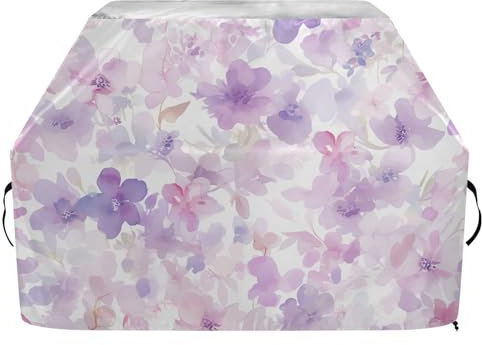 Copertura per barbecue da esterni con motivo astratto ad acquerello lilla viola rosa chiaro, impermeabile, resistente, resistente allo sbiadimento e ai raggi UV, con coulisse regolabile per polvere e