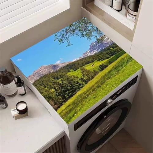Highdi Paysage 3D Housse de Protection pour Machine à Laver Top,Coussin de Machine à Laver Antidérapant Housse de Machine à Laver pour Machine à Laver Ou Sèche-Linge (Paysage,65x65cm)