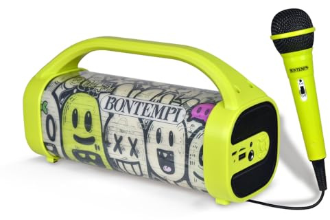 Bontempi | Enceinte sans Fil avec Microphone et Éclairage RGB, Connexion USB Type-C, 25x21.5x9 cm